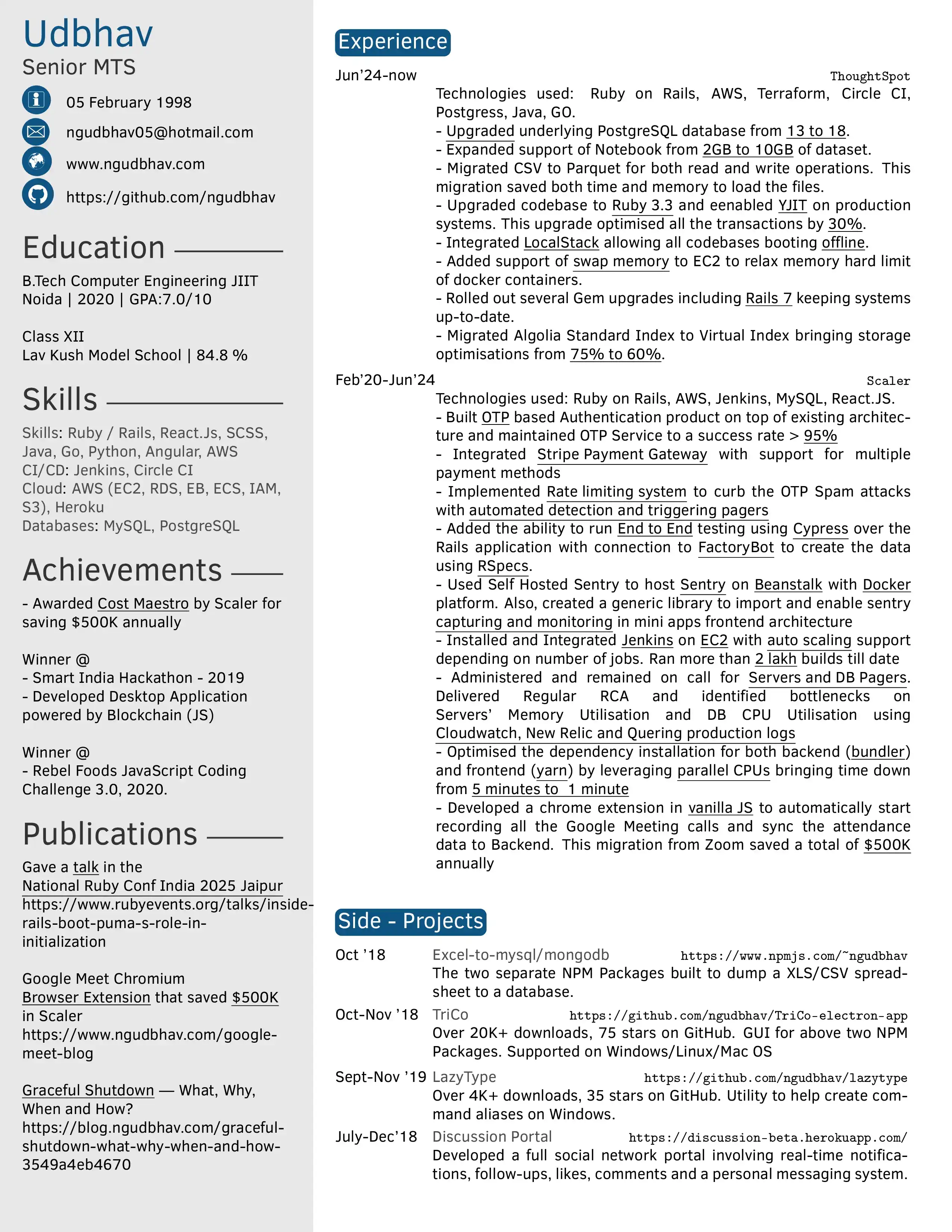 Udbhav Gambhir's Resume