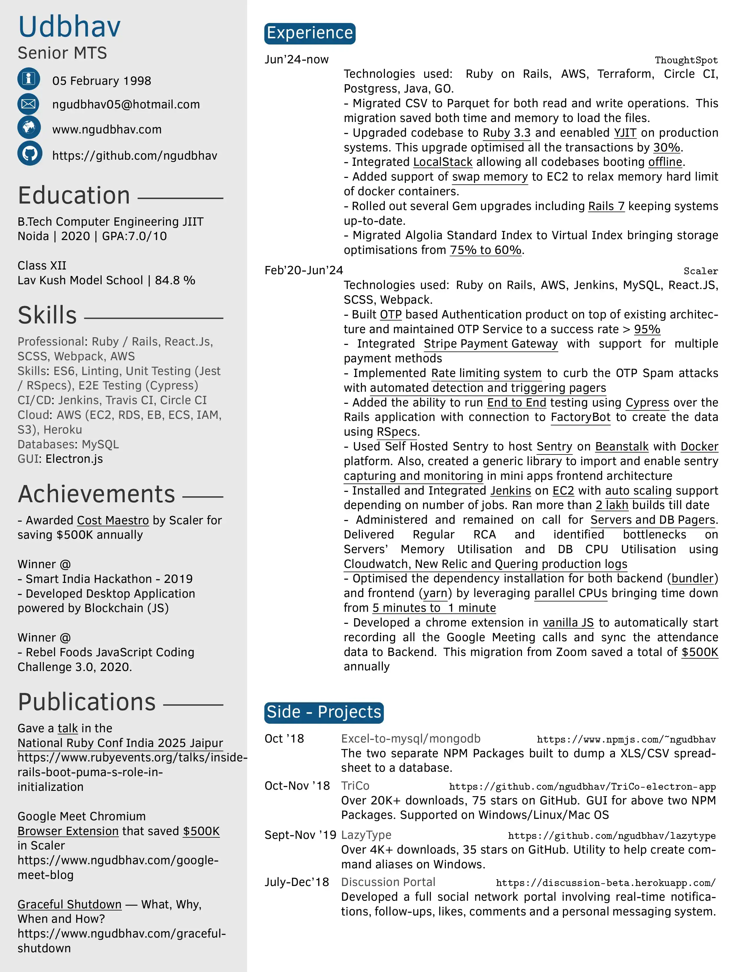 Udbhav Gambhir's Resume